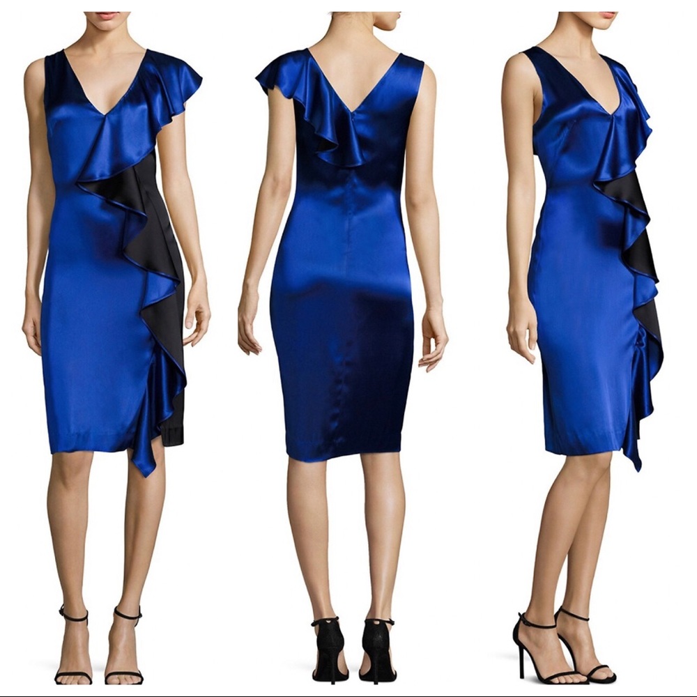Diane Von Furstenberg Side Ruffle Velvet Dress